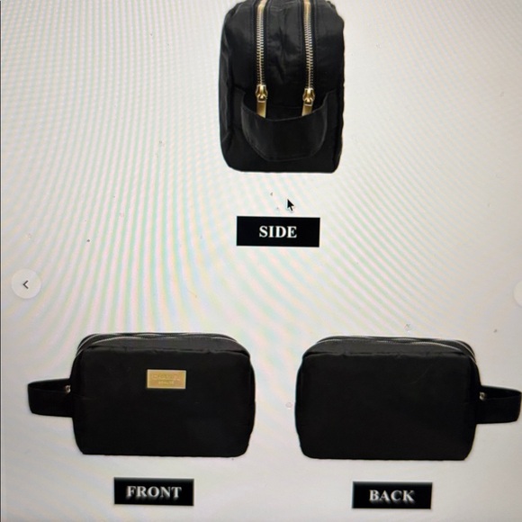 NWT Chanel Double Zipper Black Nylon Large Travel Makeup Bag Pouch Clutch - Picture 4 of 5